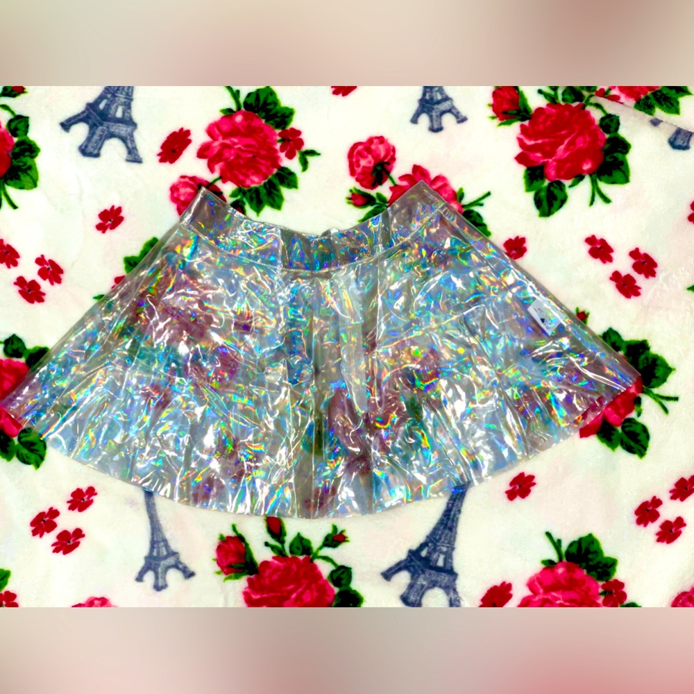 Holographic See through Skater Skirt